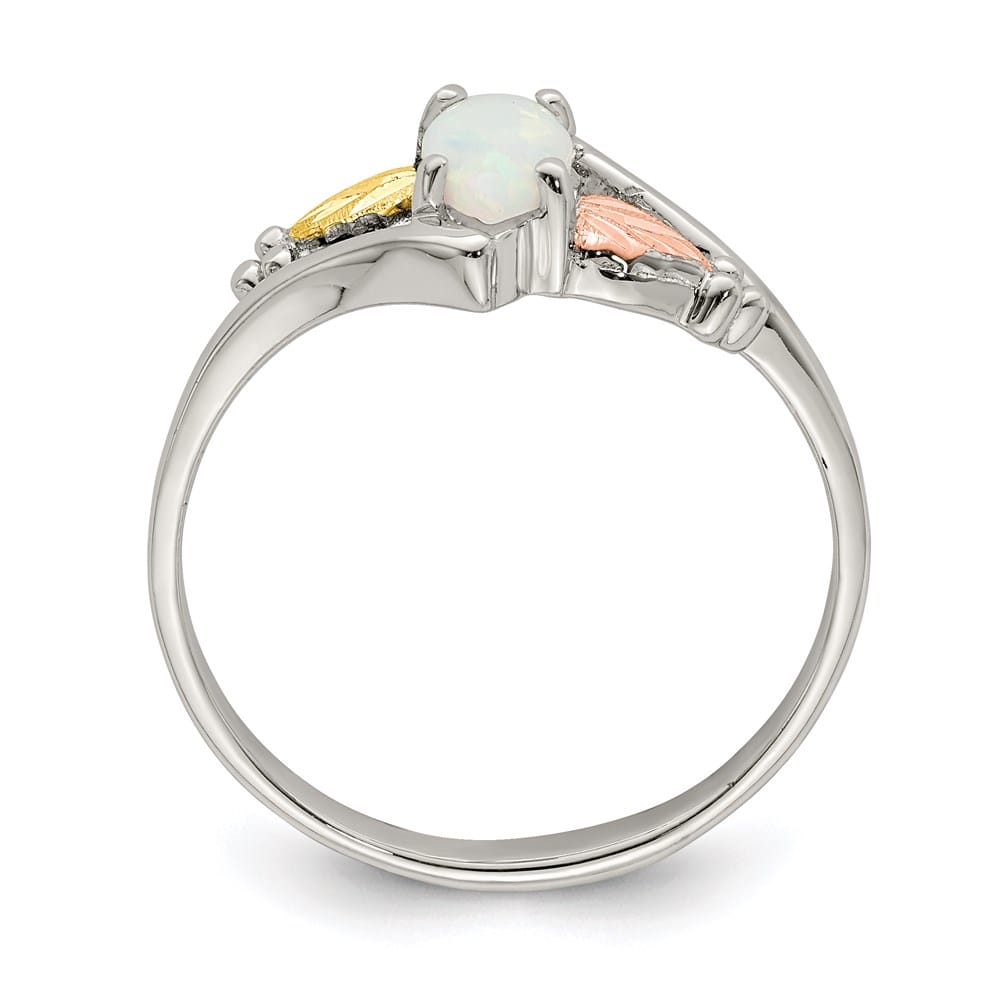 Sterling Silver Black Hills 12K Gold Accents Lab Created Opal Ring