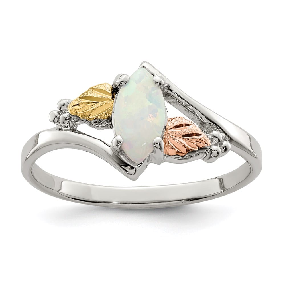 Sterling Silver Black Hills 12K Gold Accents Lab Created Opal Ring