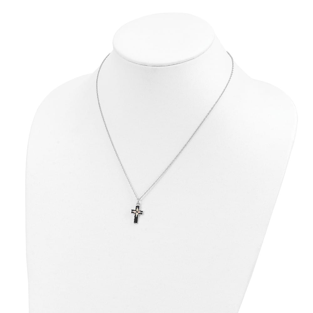 Sterling Silver Black Hills Gold Antiqued Cross 18 inch Necklace