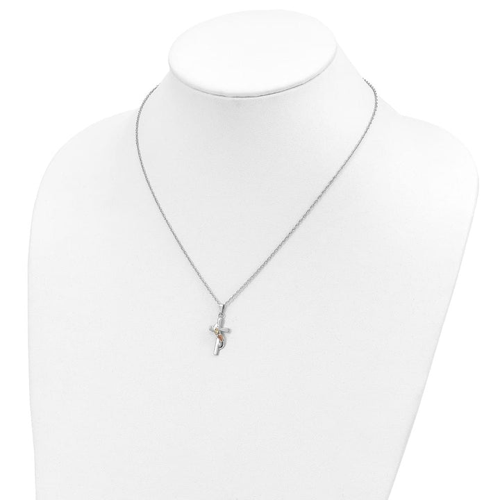Sterling Silver Black Hills Gold Cross 18 inch Necklace