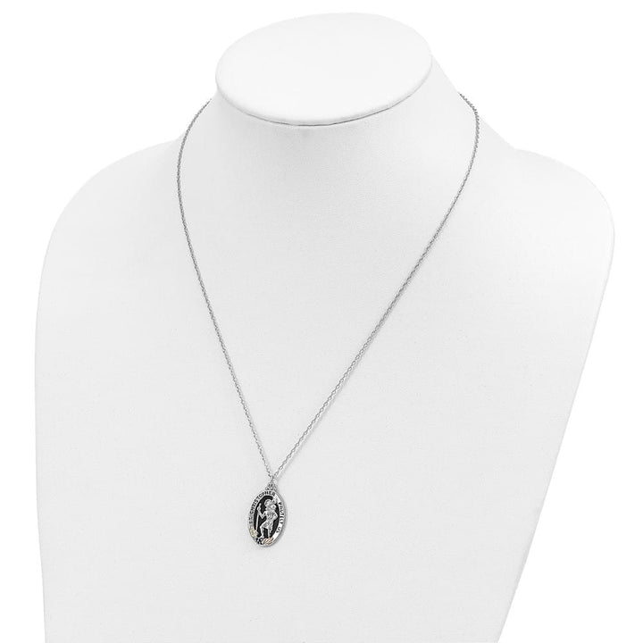 Sterling Silver Black Hills Gold St. Christopher 18 inch Necklace