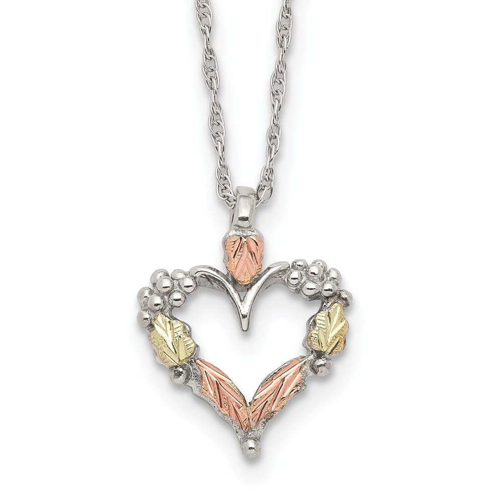 Sterling Silver Black Hills Open Heart 18 inch Necklace