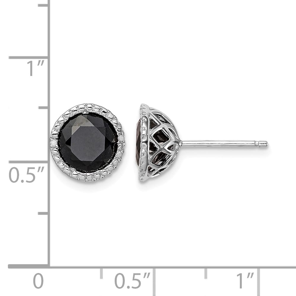 Sterling Silver Black Sapphire & Diamond Post Earrings, view 4 of 4