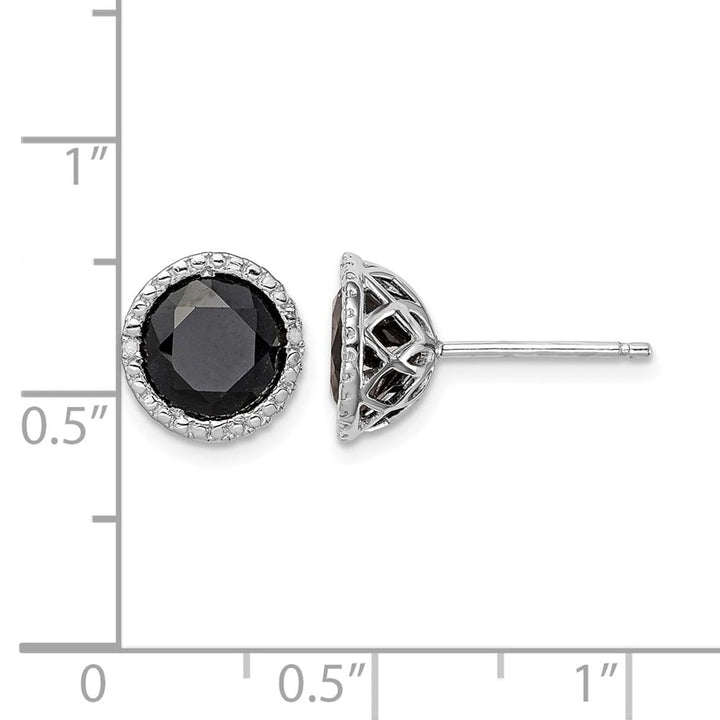 Sterling Silver Black Sapphire & Diamond Post Earrings, view 4 of 4