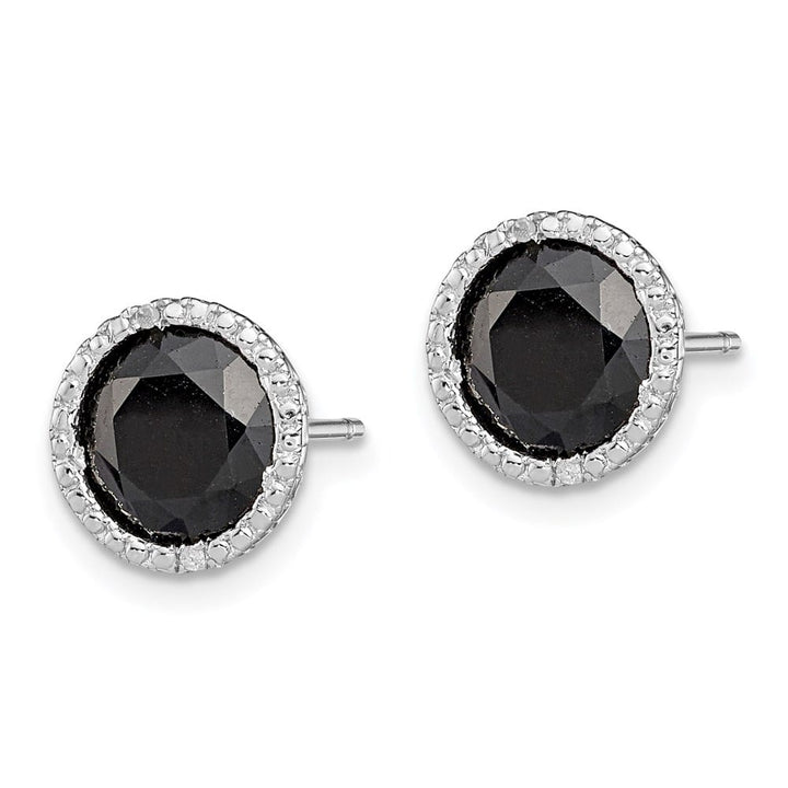 Sterling Silver Black Sapphire & Diamond Post Earrings, view 2 of 4