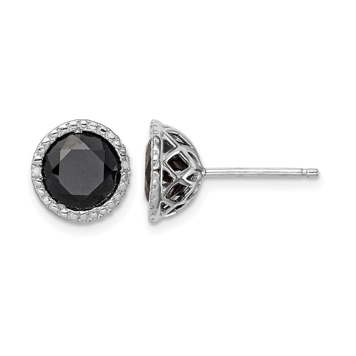 Sterling Silver Black Sapphire & Diamond Post Earrings, view 1 of 4