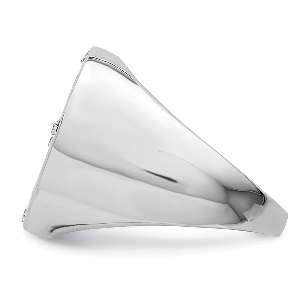 Sterling Silver Black Simulated Onyx and CZ Men's Ring