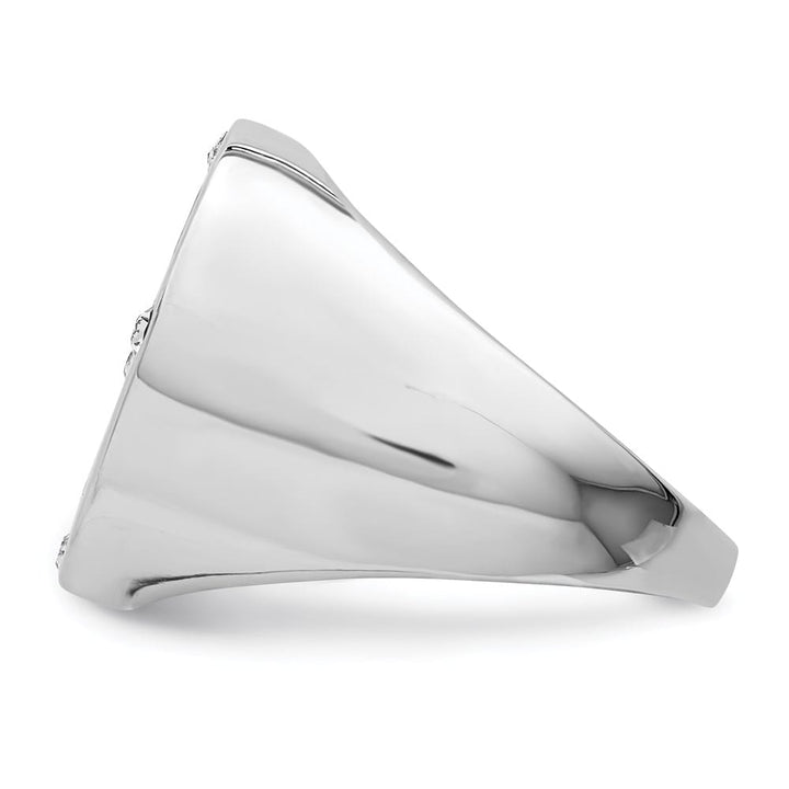 Sterling Silver Black Simulated Onyx and CZ Men's Ring