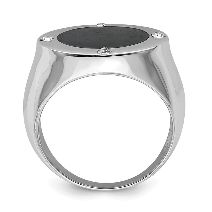 Sterling Silver Black Simulated Onyx and CZ Men's Ring