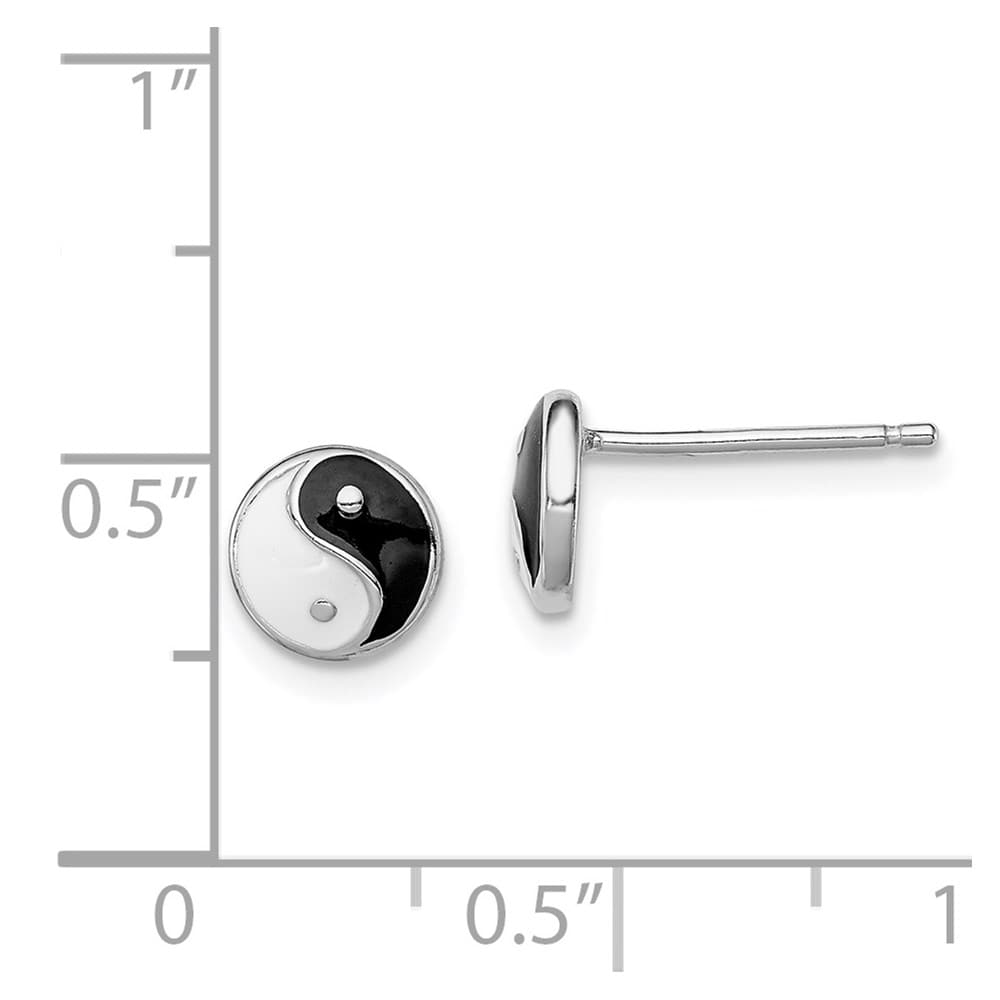 Sterling Silver Black & White Yin Yang Children's Post Earrings