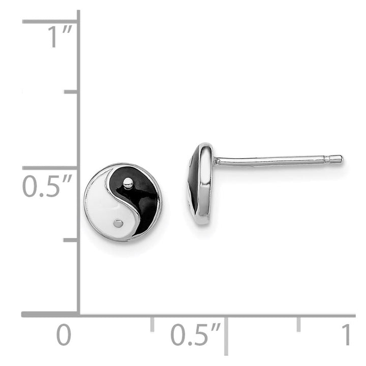 Sterling Silver Black & White Yin Yang Children's Post Earrings