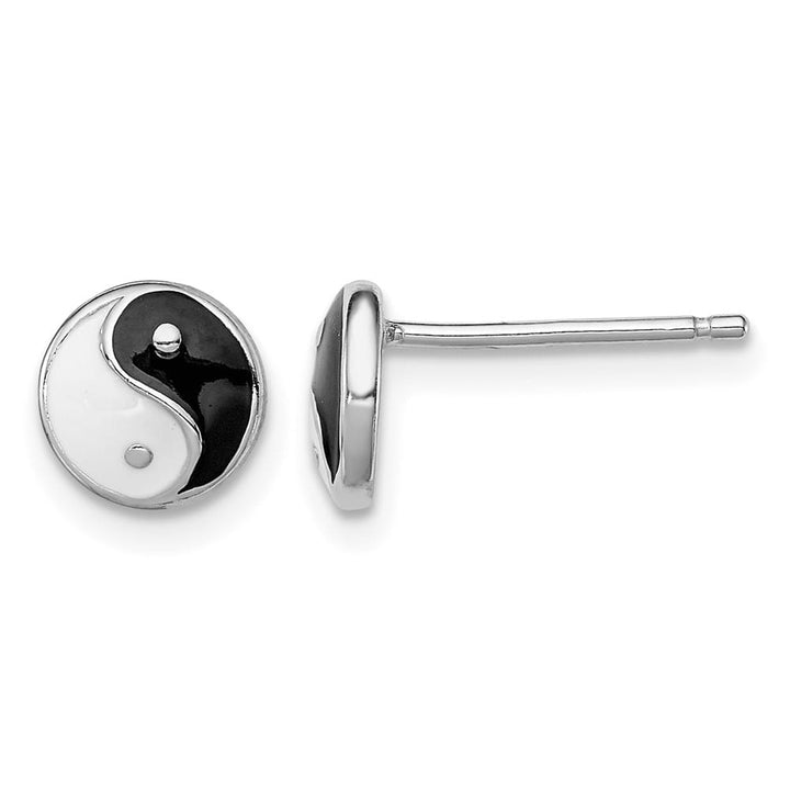 Sterling Silver Black & White Yin Yang Children's Post Earrings