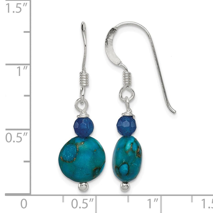 Sterling Silver Blue Agate & Reconstructed Lapis Dangle Earrings, view 4 of 4