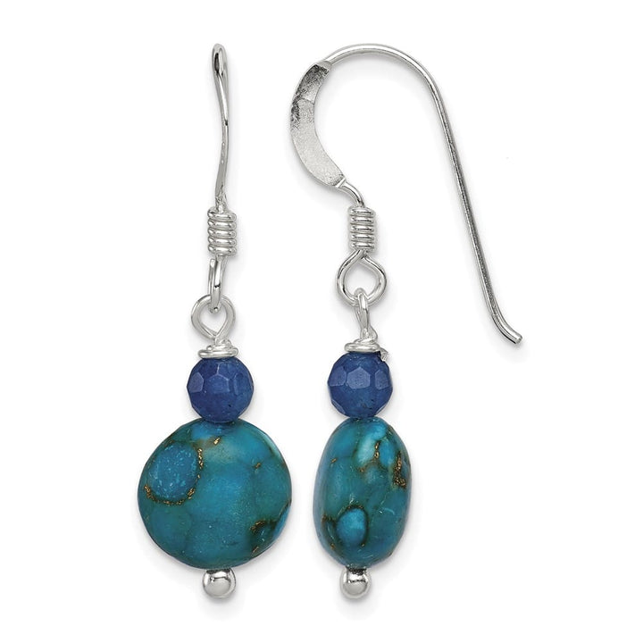 Sterling Silver Blue Agate & Reconstructed Lapis Dangle Earrings, view 1 of 4