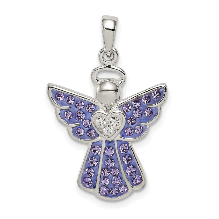 Sterling Silver Blue and White Preciosa Crystal Angel with Pendant