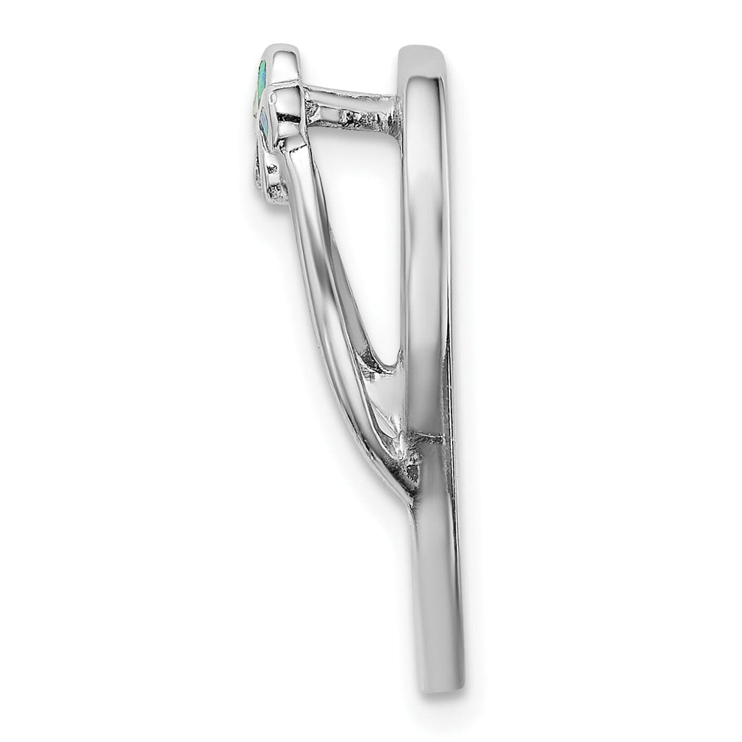 Sterling Silver Blue Created Opal Flip Flop Pendant