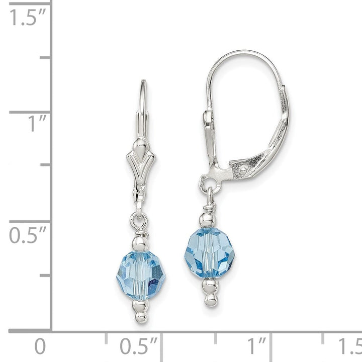 Sterling Silver Blue Crystal Leverback Earrings, view 4 of 4