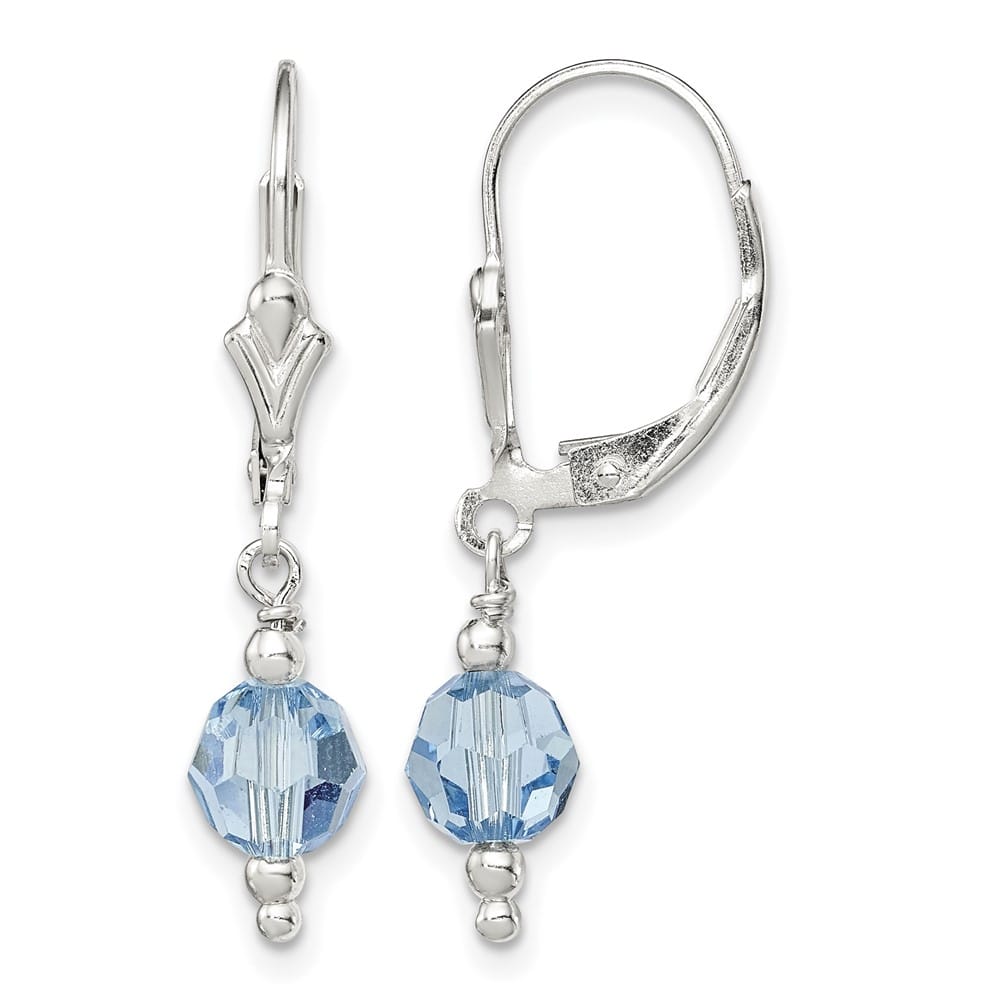 Sterling Silver Blue Crystal Leverback Earrings, view 1 of 4