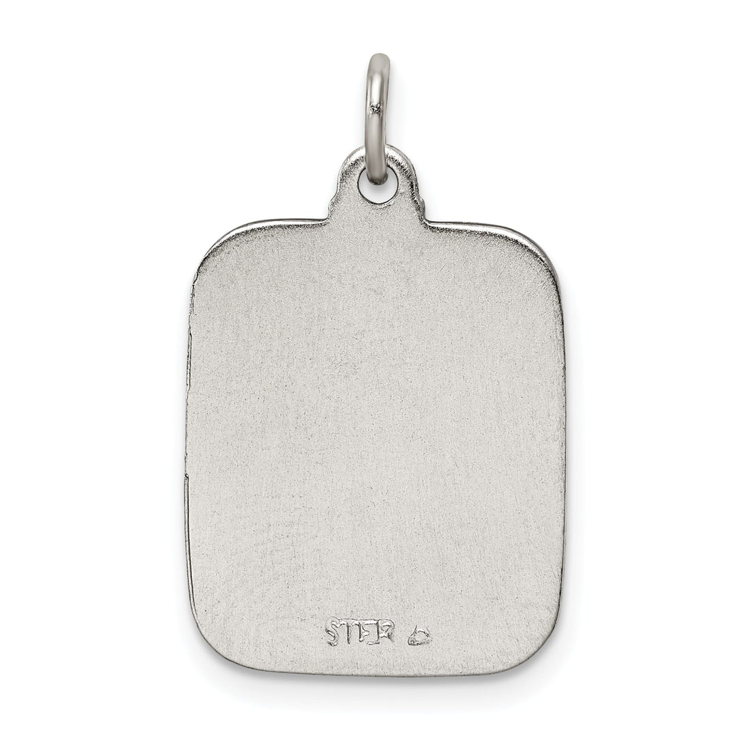 Sterling Silver Blue Enamel Square St. Christopher Medal Pendant