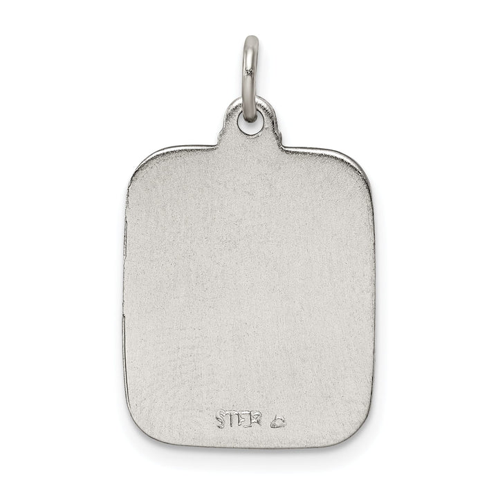 Sterling Silver Blue Enamel Square St. Christopher Medal Pendant