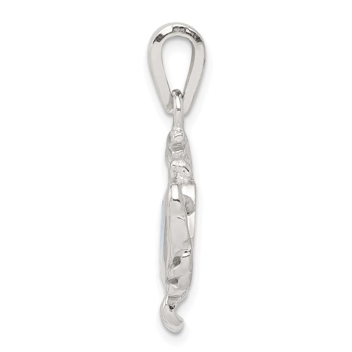Sterling Silver Blue Inlay Created Opal Crab Pendant