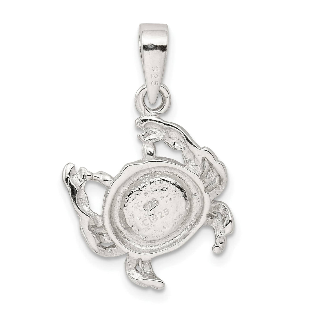 Sterling Silver Blue Inlay Created Opal Crab Pendant