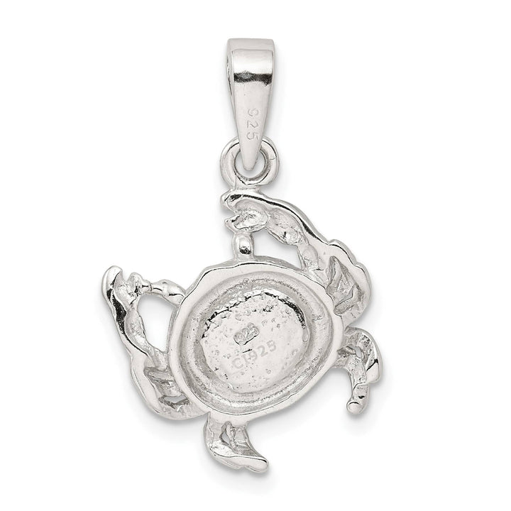 Sterling Silver Blue Inlay Created Opal Crab Pendant