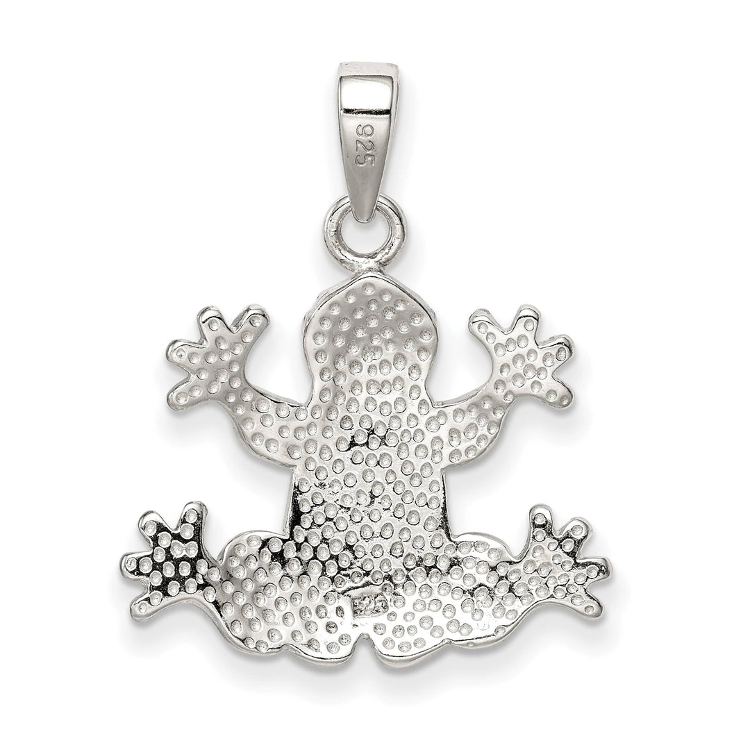 Sterling Silver Blue Inlay Created Opal Frog Pendant