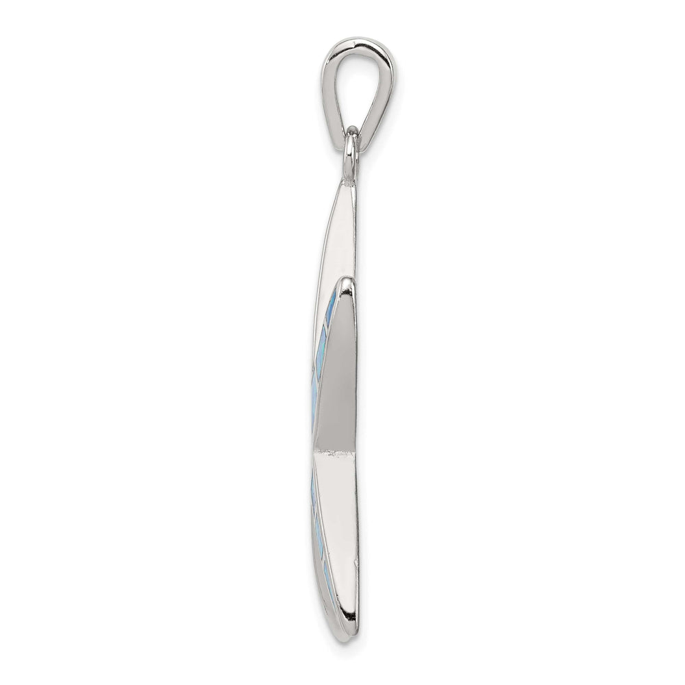 Sterling Silver Blue Inlay Created Opal Starfish Pendant