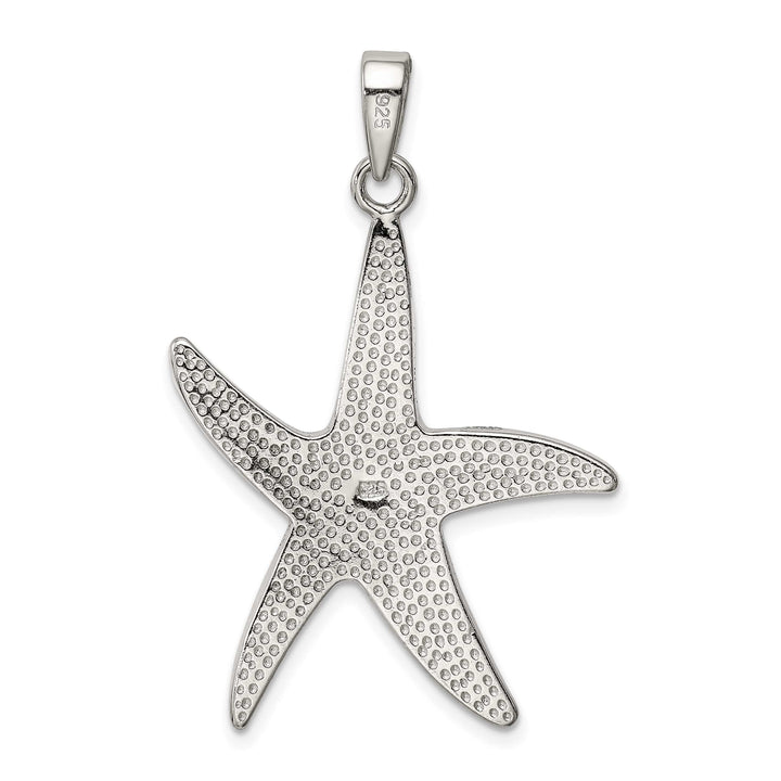 Sterling Silver Blue Inlay Created Opal Starfish Pendant