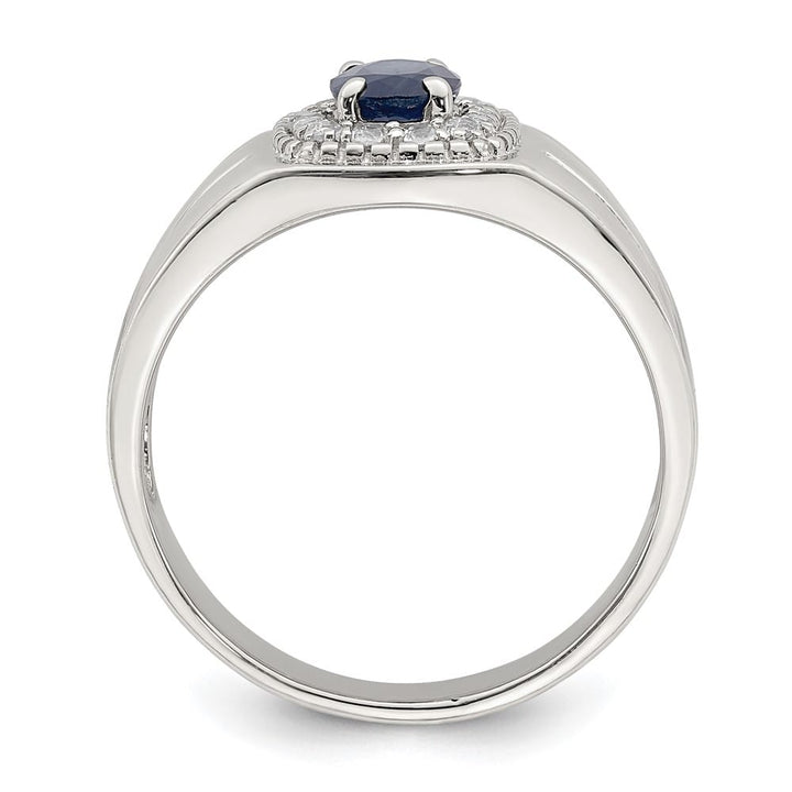 Sterling Silver Blue Sapphire and White Topaz Men's Ring