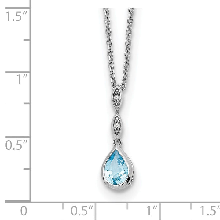 Sterling Silver Blue Topaz and Diamond Teardrop 18 inch Necklace