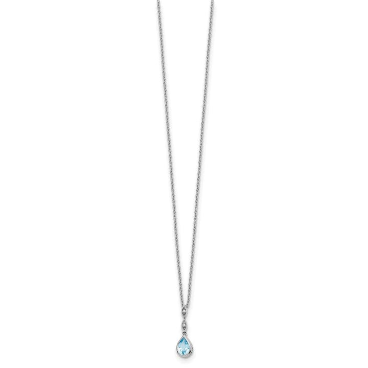 Sterling Silver Blue Topaz and Diamond Teardrop 18 inch Necklace