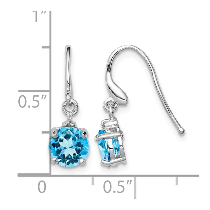 Sterling Silver Blue Topaz and Diamond Wire Earrings, view 4 of 4