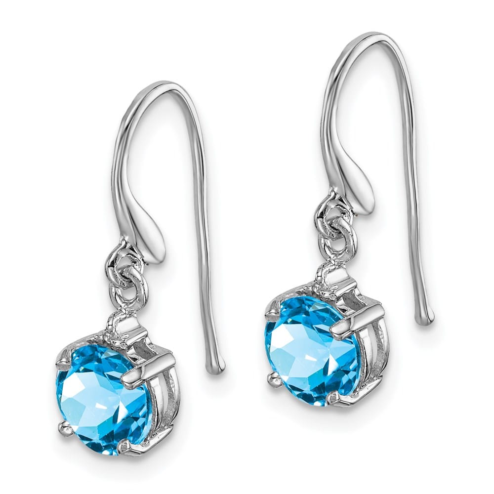 Sterling Silver Blue Topaz and Diamond Wire Earrings, view 2 of 4