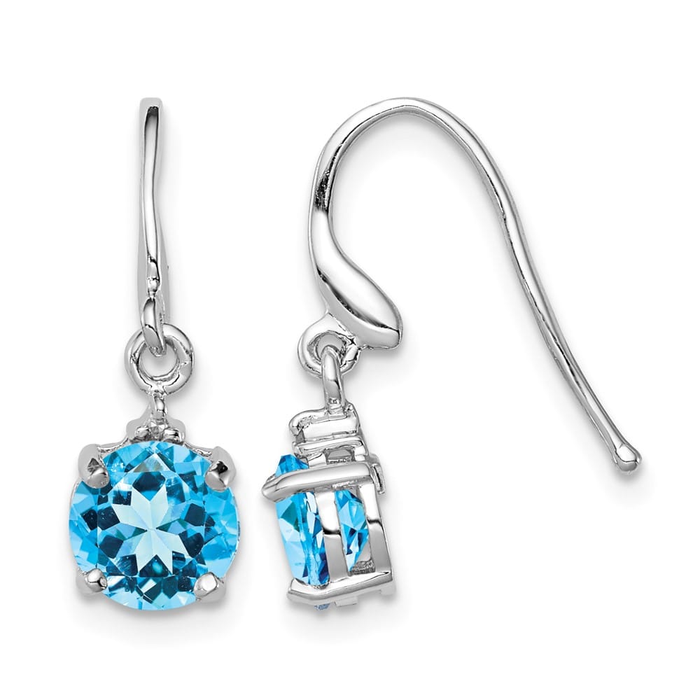Sterling Silver Blue Topaz and Diamond Wire Earrings, view 1 of 4