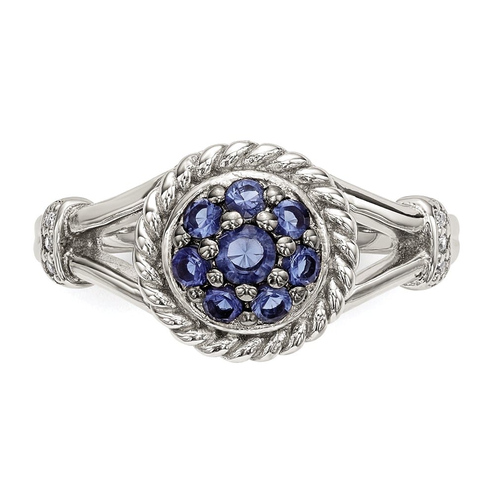 Sterling Silver Blue & White CZ Ring