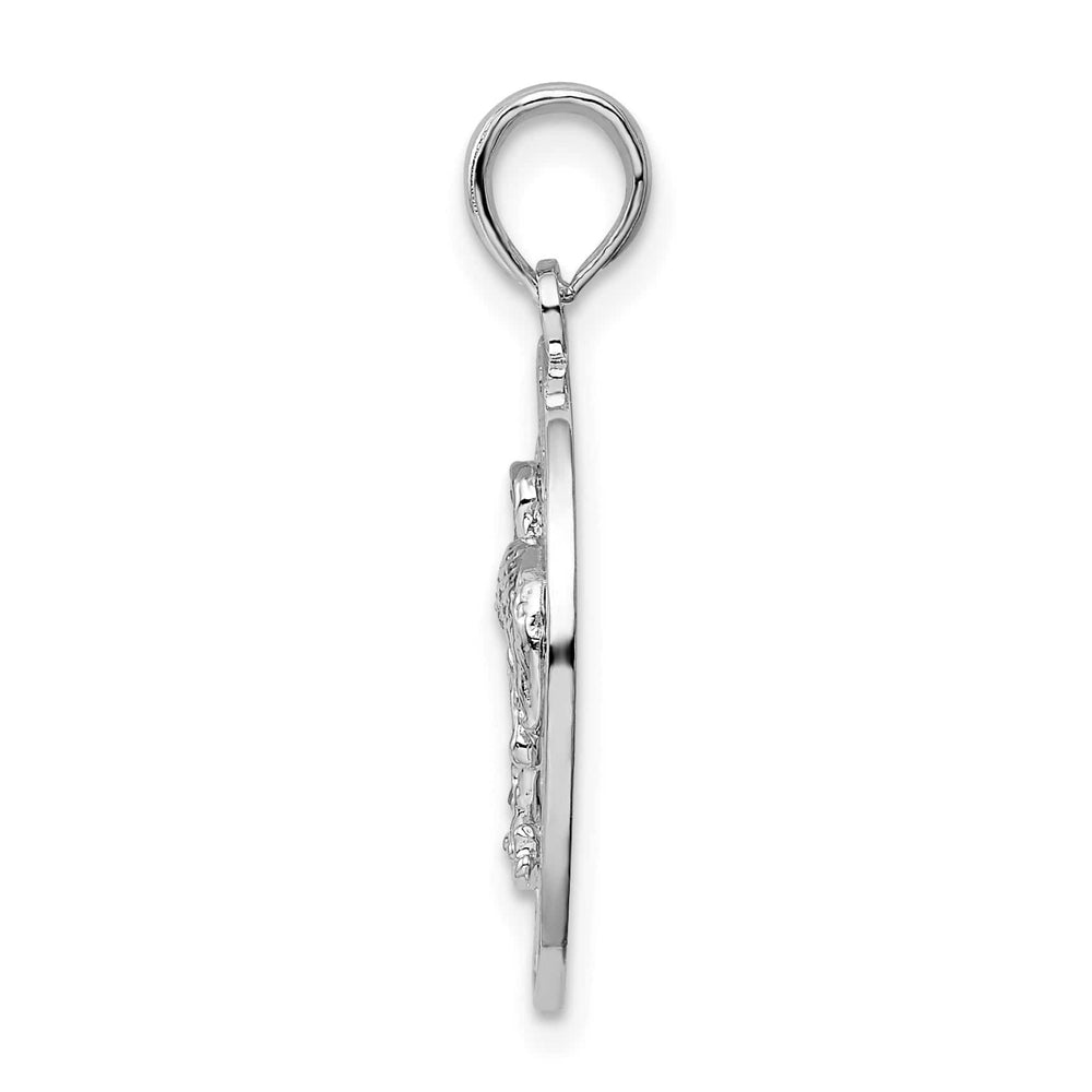 Sterling Silver Bonaire Circle Flamingo Pendant