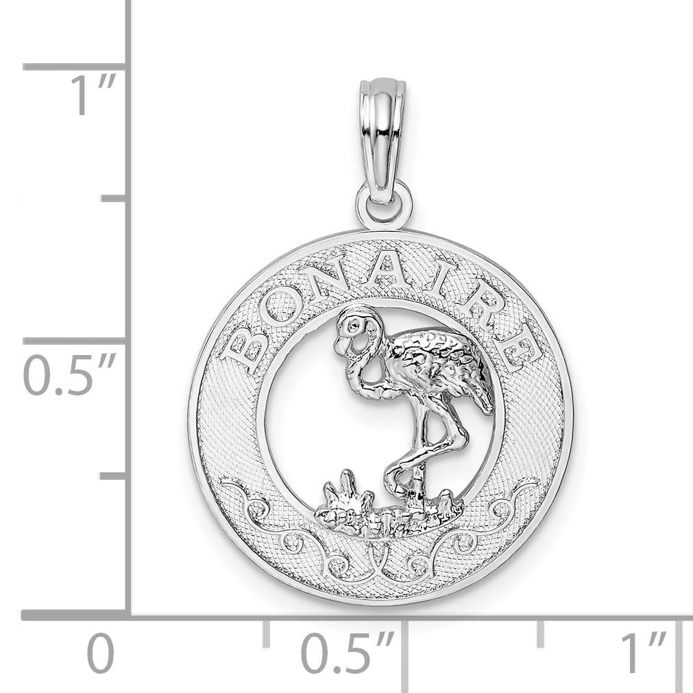 Sterling Silver Bonaire Circle Flamingo Pendant