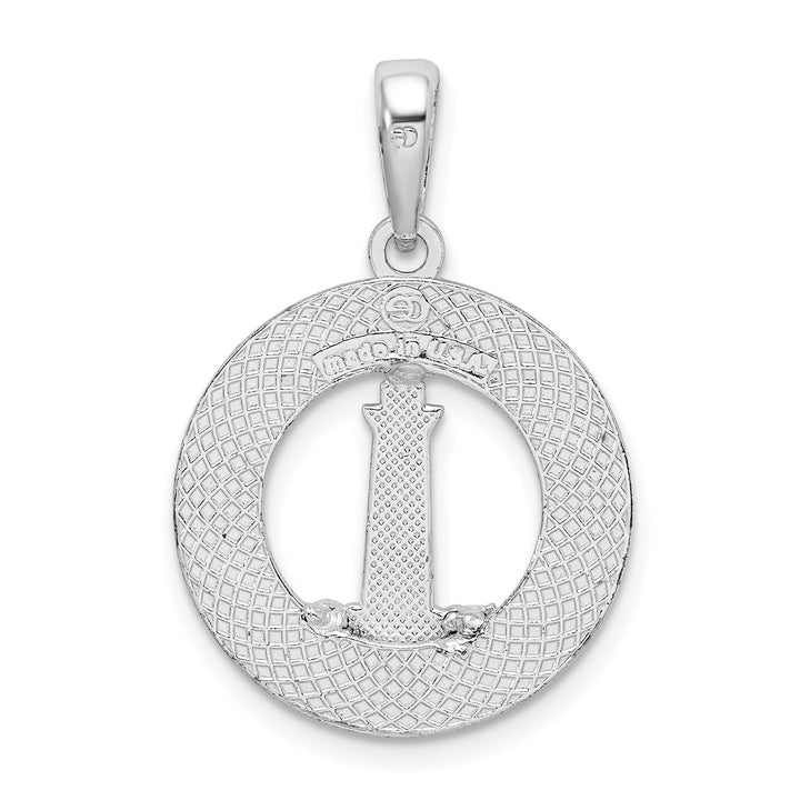 Sterling Silver Booth Bay Lighthouse Circle Pendant