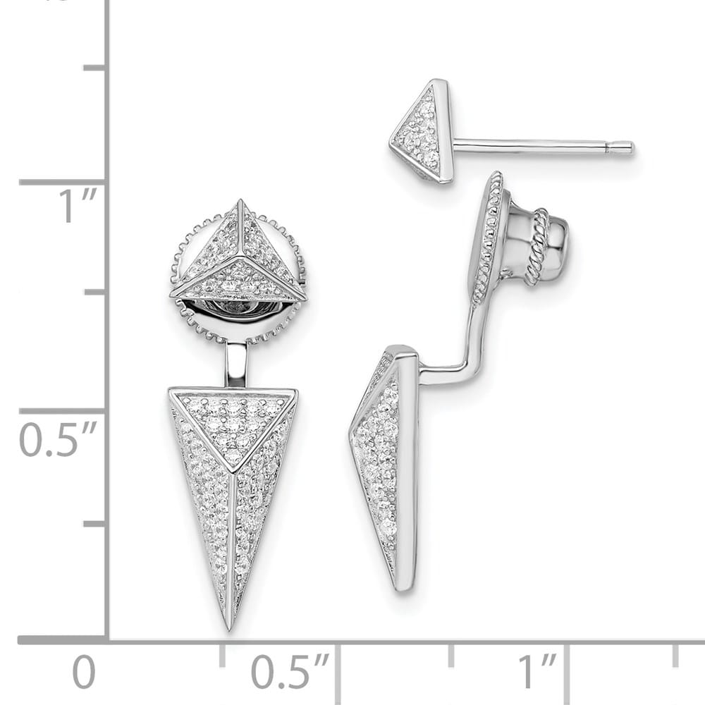 Sterling Silver Brilliant Embers 104 Pavé CZ Convertible Back Earrings, view 4 of 4