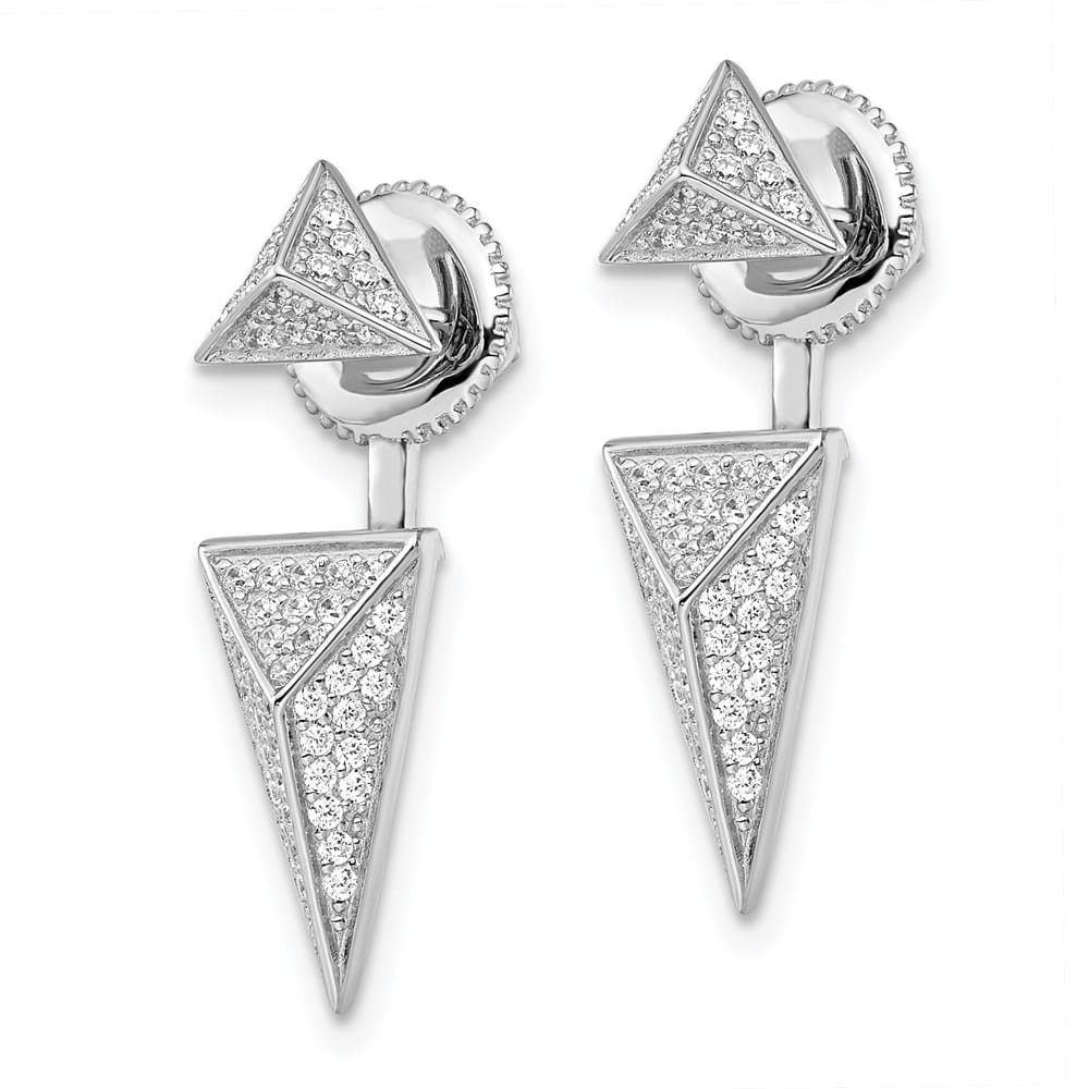 Sterling Silver Brilliant Embers 104 Pavé CZ Convertible Back Earrings, view 2 of 4