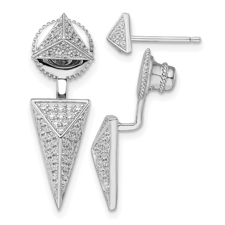 Sterling Silver Brilliant Embers 104 Pavé CZ Convertible Back Earrings, view 1 of 4