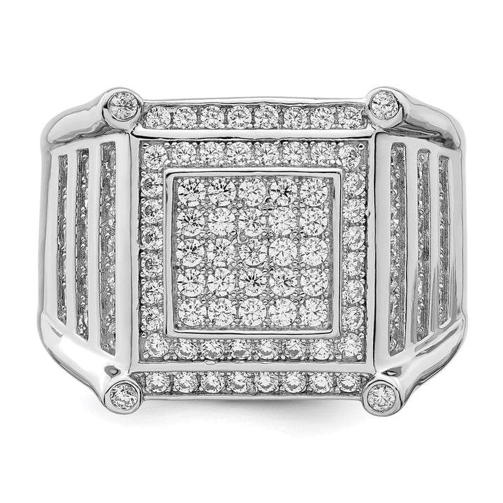 Sterling Silver Brilliant Embers 109 Stone Micro Pavé CZ Men's Ring