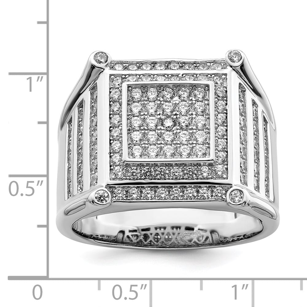 Sterling Silver Brilliant Embers 109 Stone Micro Pavé CZ Men's Ring