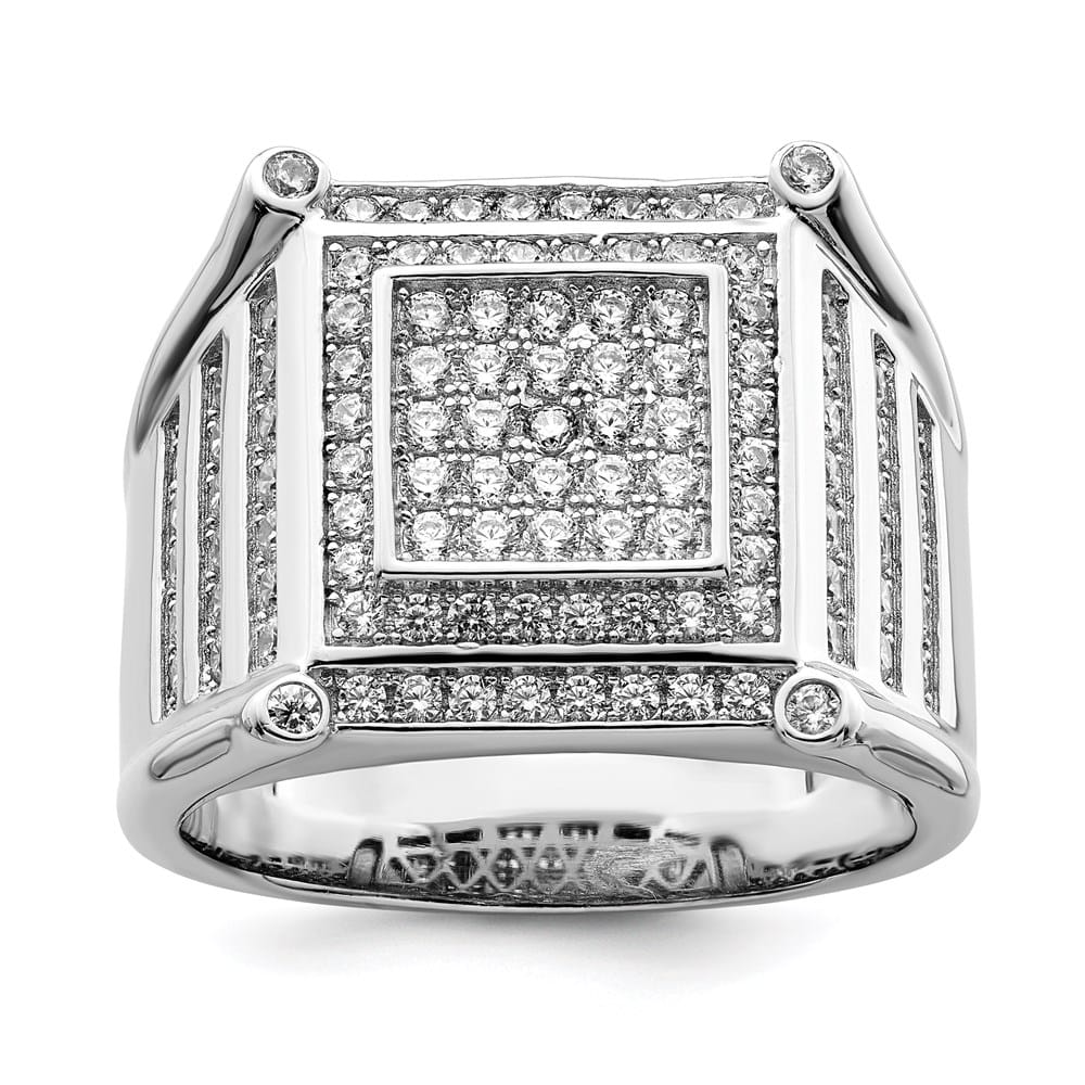 Sterling Silver Brilliant Embers 109 Stone Micro Pavé CZ Men's Ring
