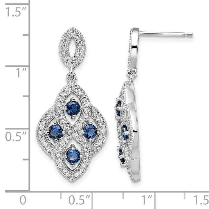Sterling Silver Brilliant Embers 128 Blue White CZ Dangle Earrings, view 4 of 4