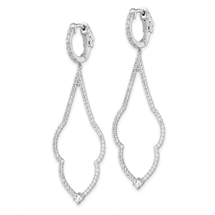 Sterling Silver Brilliant Embers 156 CZ Hinged Hoop Dangle Earrings, view 2 of 4