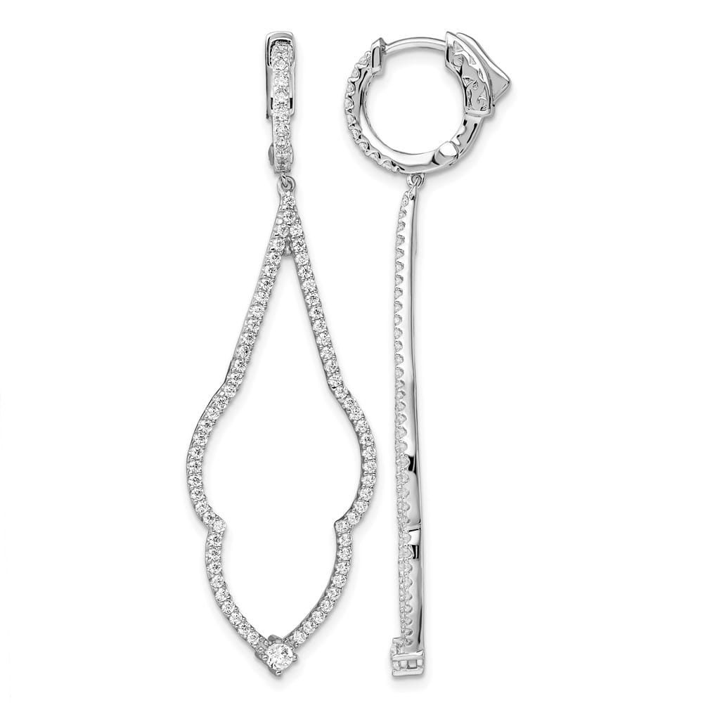 Sterling Silver Brilliant Embers 156 CZ Hinged Hoop Dangle Earrings, view 1 of 4