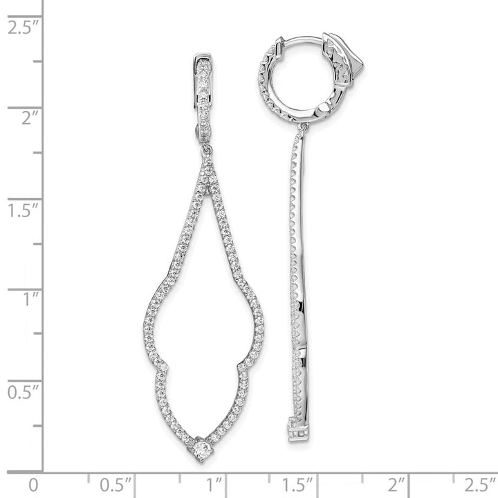 Sterling Silver Brilliant Embers 156 CZ Hinged Hoop Dangle Earrings, view 4 of 4